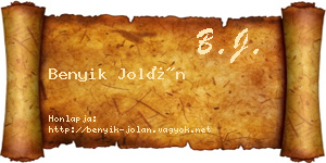 Benyik Jolán névjegykártya