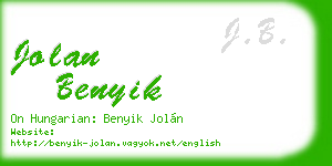 jolan benyik business card