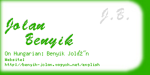 jolan benyik business card